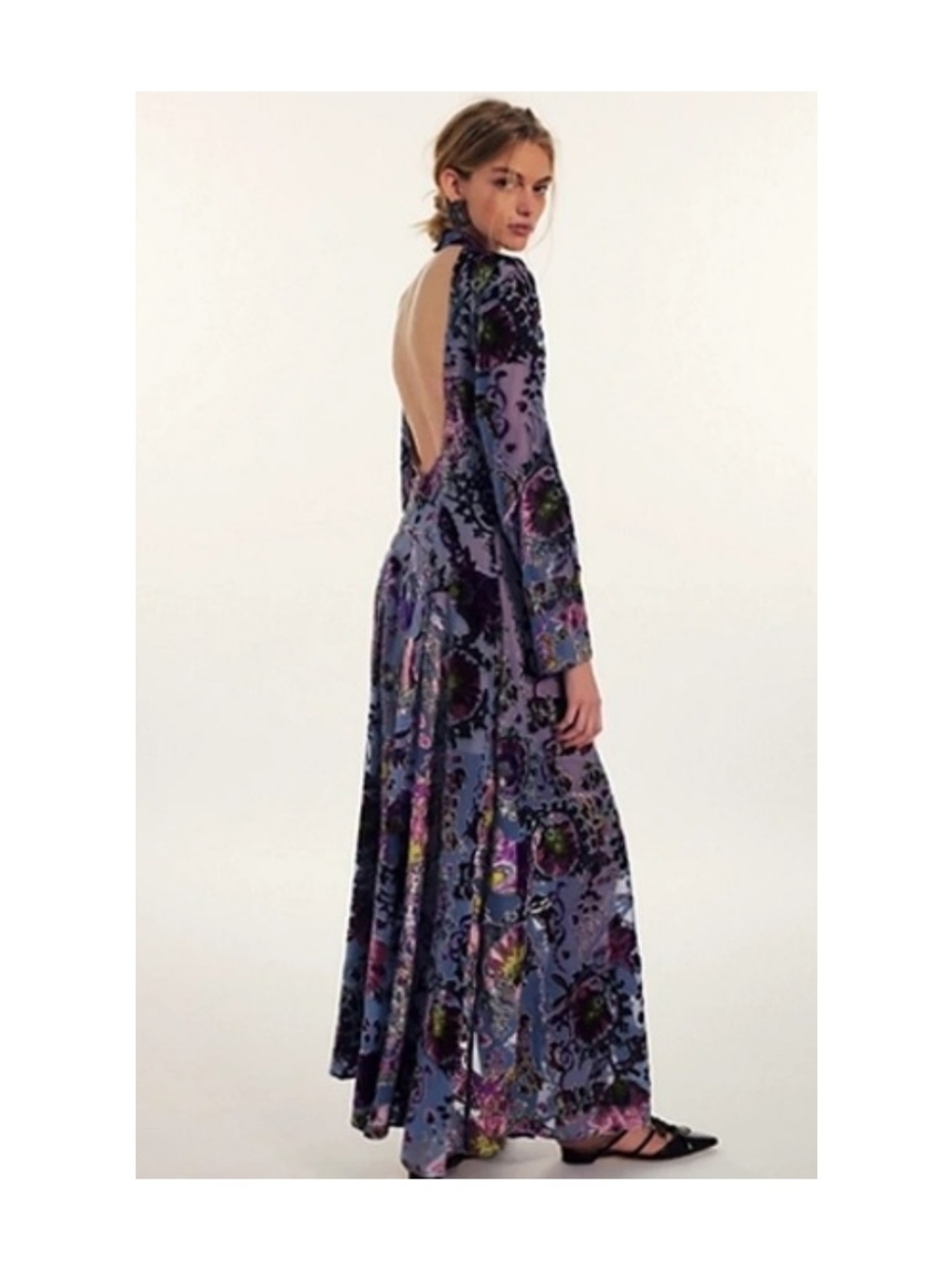 Free People Bali Painterly Paisley Velvet Maxi Dress - Picture 6 of 14